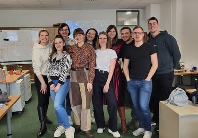 Polona hrovat Mavsar witha group of young entrepreneurs PONI after the Climate Fresk workshop, RCNM