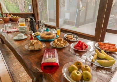 Typical breakfast at Berço Pantaneiro Lodge