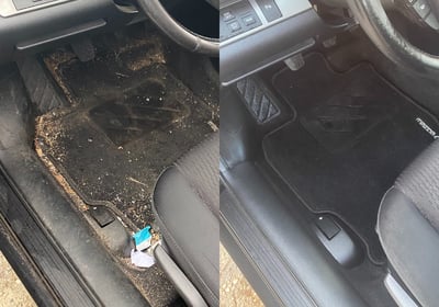 Innenreinigung Auto vorher-nachher – starker Schmutz entfernt