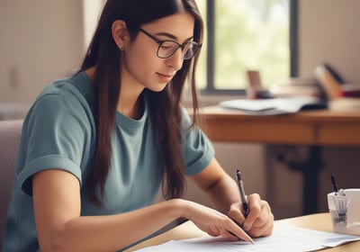 A close-up of a passport with various visa stamps and signatures. On top of the passport pages, there are miniature figures of people depicted as travelers with luggage carts. The background is partially a dark blue passport cover with a golden emblem.