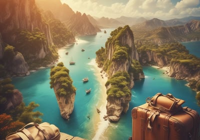 A spacious airport terminal corridor featuring a high, curved ceiling with large windows for natural light. Signs for international departures, immigration, and health services are prominently displayed. People are seen walking and pulling luggage, and a coffee shop is located to the left. The area has a modern design with patterned flooring.