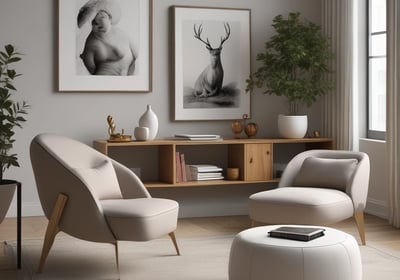 A modern architectural interior with large, curved glass panels and smooth, flowing walls. The design showcases a blend of metal, glass, and stone elements with natural light filtering through expansive windows. The space appears open and airy, with a focus on geometric and organic forms.