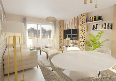 a dining room with a table and chairs