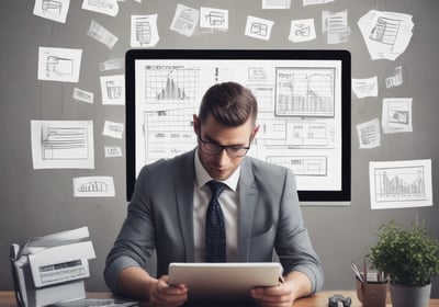 A web page from Razorpay displaying marketing content about financial services. The page includes a 3D illustration of a cube surrounded by floating labels with financial terms like 'Virtual Account' and 'Vendor Payouts'. The text encourages business growth through automated financial solutions. Navigation links for various services are visible at the top.