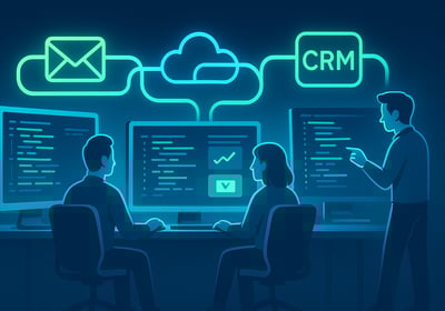 User interacting with AI dashboard for business automation.
