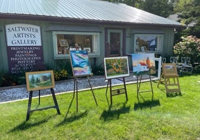 Saltwater Artists Gallery Paintings in the yard
