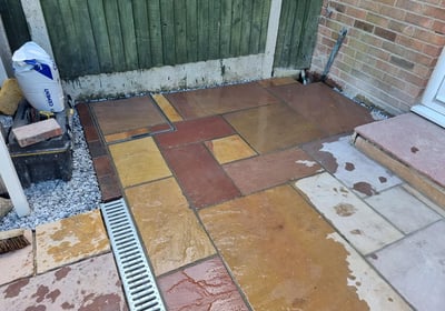 India Sandstone patio by lawtons landscaping 