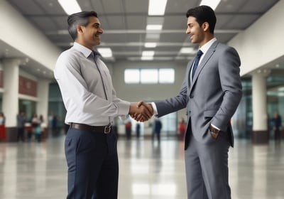 a business meeting with a handshake
