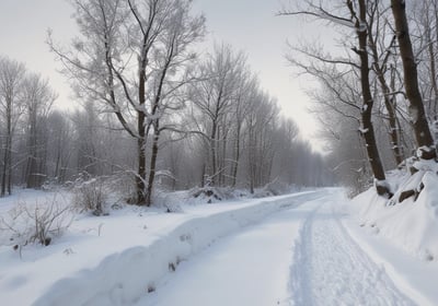A person in a bright orange uniform and yellow hard hat is power washing the exterior of a structure next to a sidewalk. Large trees with dense green foliage are visible, along with bicycles parked under a canopy. The scene appears to be in an urban setting with buildings and construction in the background.