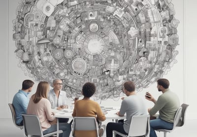 A serene meditation space with a wooden floor, featuring a blue mat and a meditation cushion placed on it. On the left, a potted plant adds a touch of nature. In the upper area, a gong hangs on a wooden stand against a brick wall, creating a calming atmosphere.