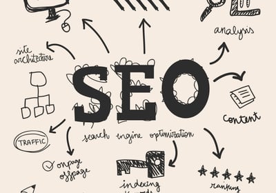 a hand drawn seo search engine