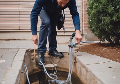 a man putting a cable inside a drain