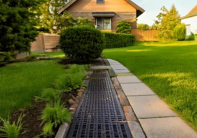 yard showing a drainage to avoid water logging