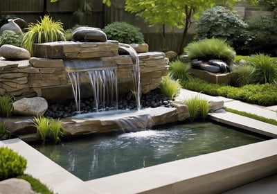 water feature of cascade into a pond
