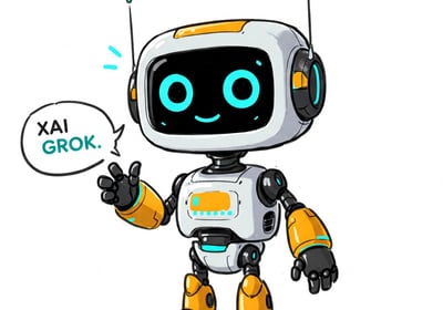 Robot humanoide diciendo GROK, según Gemini.