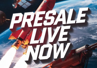 a space shuttle is flying through the air with a space shuttle in the background
