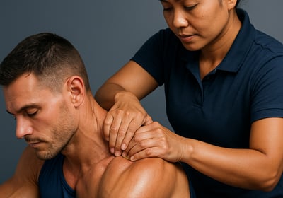 Deep tissue massage for back and shoulders in a professional spa setting