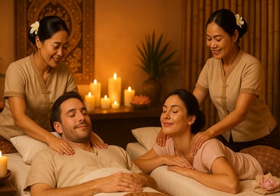 Couples enjoying a relaxing massage together in Ashburton spa