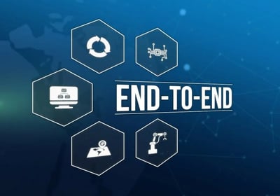 a graphic of a world map with the words end to end