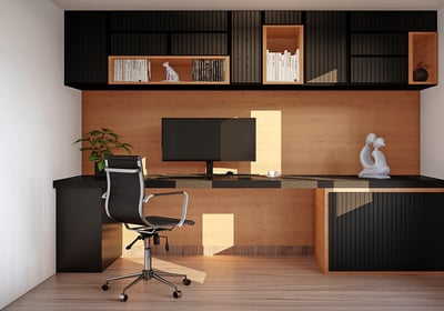 Rendu 3D d’un espace de travail moderne avec zones collaboratives et mobilier sur mesure, réalisé par l’Atelier Condorcet.