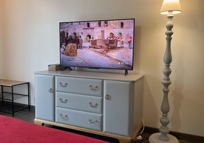 La chambre studio des Gardannes à Etaux est équipée d'une smart TV avec accès à Canal +, Netflix.