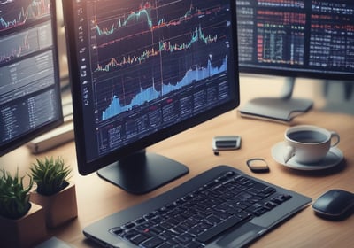 The image depicts a display board showing stock information, including stock names and bid values. The logo and letters 'ASX' are prominent on the left side, indicating a financial or stock exchange context.