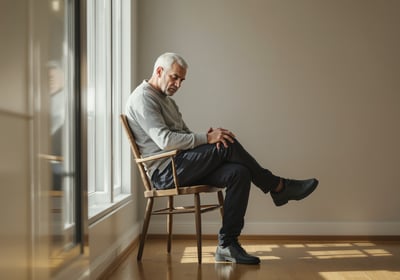 troubled man sitting in a chair