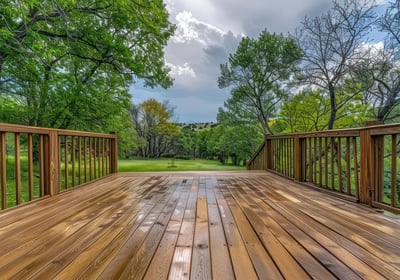 A freshly cleaned deck and the horizon