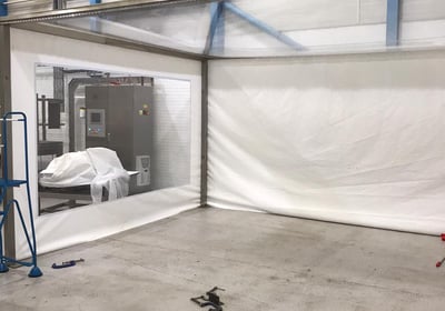 pvc clean room with solid walls and window walls