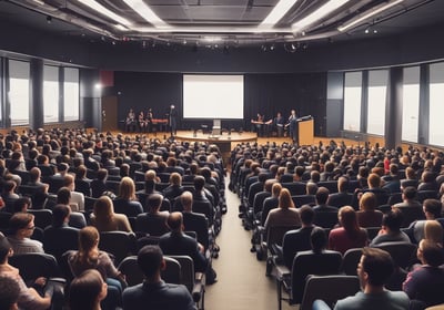 A laptop displaying a webpage about ChatGPT with a green and black design sits open on a desk. Next to the laptop is a small green Android figurine and a green notebook with 'ON' written on it. A hand is visible on the right side, interacting with the laptop's trackpad.