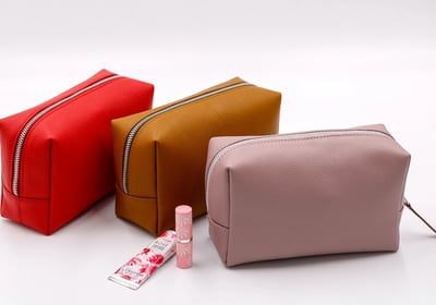 Cosmetiquera de cuero para dama varios colores por Heros Leather