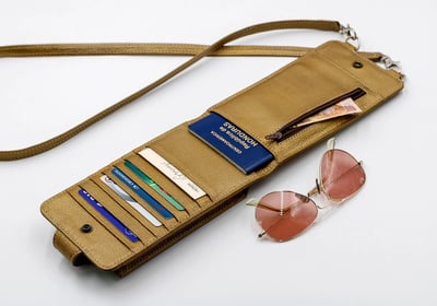 a passport case with a passport case and sunglasses