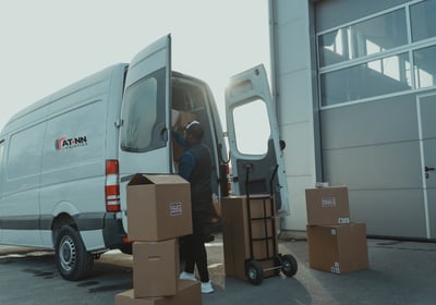 Van delivering packages