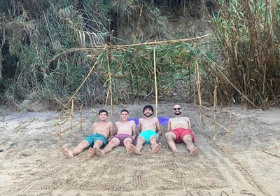 Digital nomads of our coliving palying at the beach
