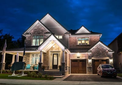 Invisible soffit-mounted Celebright permanent Christmas lights in the GTA