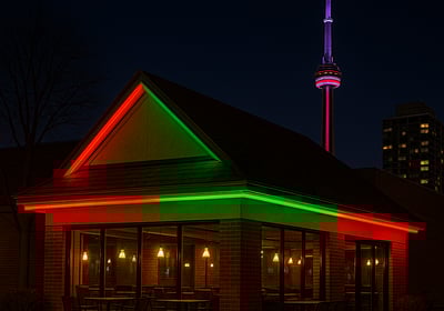 Commercial Christmas lighting installed across the GTA by Toronto Glow using Celebright LED systems