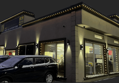 Permanent commercial outdoor lighting installed by Toronto Glow using Celebright LED systems in the 