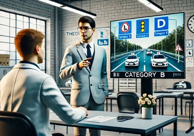 a man in a suit and tie is standing in front of a tv screen