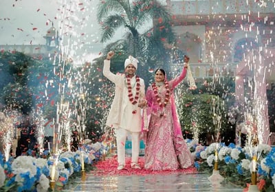 Happy newlywed couple enjoying their stress-free wedding day planned by Amika Weddings and Events in Pune
