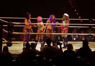 WWE live show, Hamburg, 2017. Bayley, Asuka, Sasha Banks, Alicia Fox.