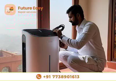 Future Easy technician servicing an air purifier