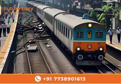Train halted on damaged tracks with security at station