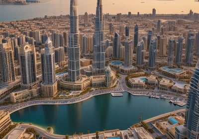 A nighttime scene featuring a large billboard displaying various real estate project logos and names. The billboard includes logos for 'Khang Dien,' 'The Classia,' 'Safira,' 'Mega Residences,' and 'Mega Ruby.' The setting is outdoors with a streetlight illuminating part of the billboard, and an apartment building is visible in the background. Palm trees and street signs are present in the foreground.