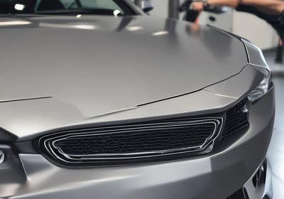 A close-up view of the rear end of a high-performance luxury car with a glossy black finish and a distinctive logo on the back. The car features a sleek tail light that runs across the width of the vehicle. Below the tail light, there is a license plate with a 'GYEON Certified Detailer' logo and another logo that indicates the car has undergone a specialized makeover. The interior setting suggests a high-end detailing shop or garage with warm lighting and modern fixtures in the background.
