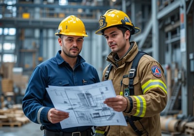 Bombeiro realizando vistoria técnica