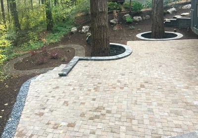 Paver patio with custom tree wells