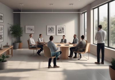 woman waering blue cardigan using laptop