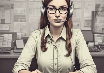 a woman in a headset with a headset and a headset