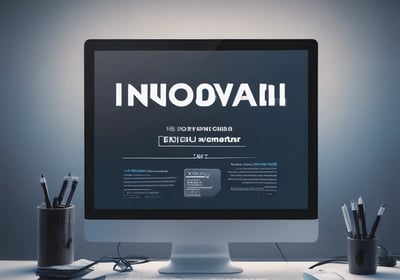A black screen or display monitor with the OpenAI logo and text in white centered in the middle. The background is a gradient transitioning from dark to light blue from top to bottom.