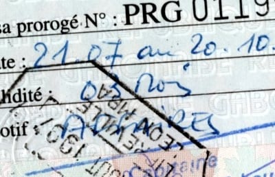 An example of what a visa looks like in Gabon.